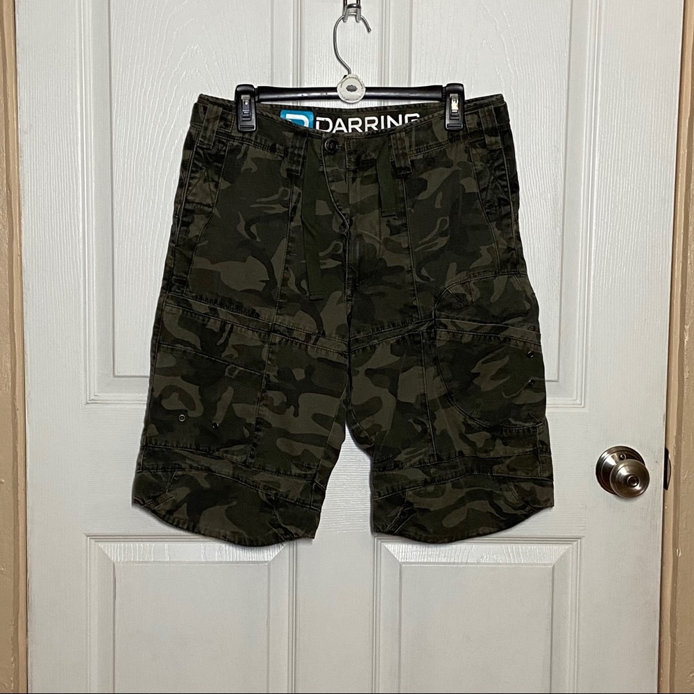 Darring Men Camo Shorts Green Cargo Size 32 - Picture 3 of 11